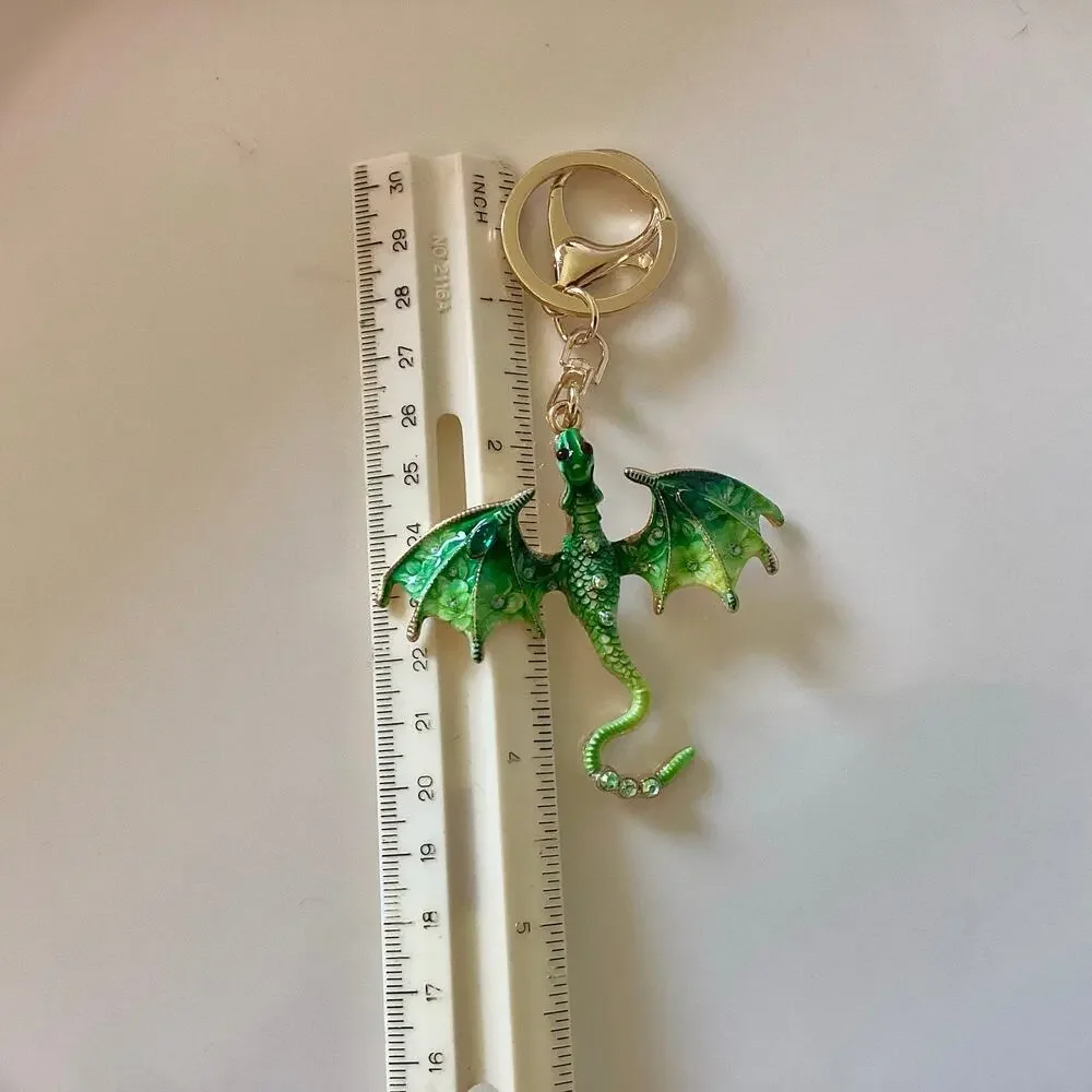 Green and Gold Fantasy Western Dragon Keychain